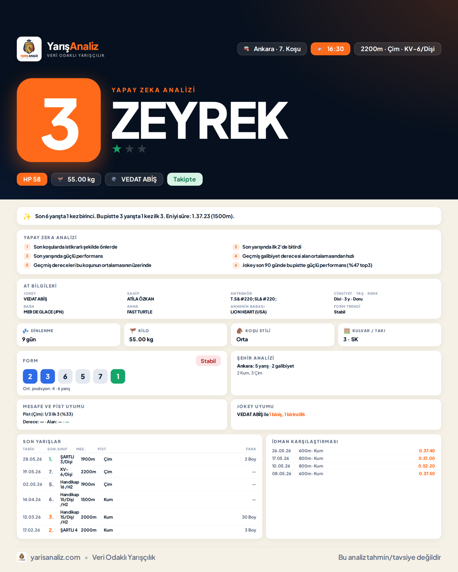 ZEYREK - Ankara 7. Koşu analizi