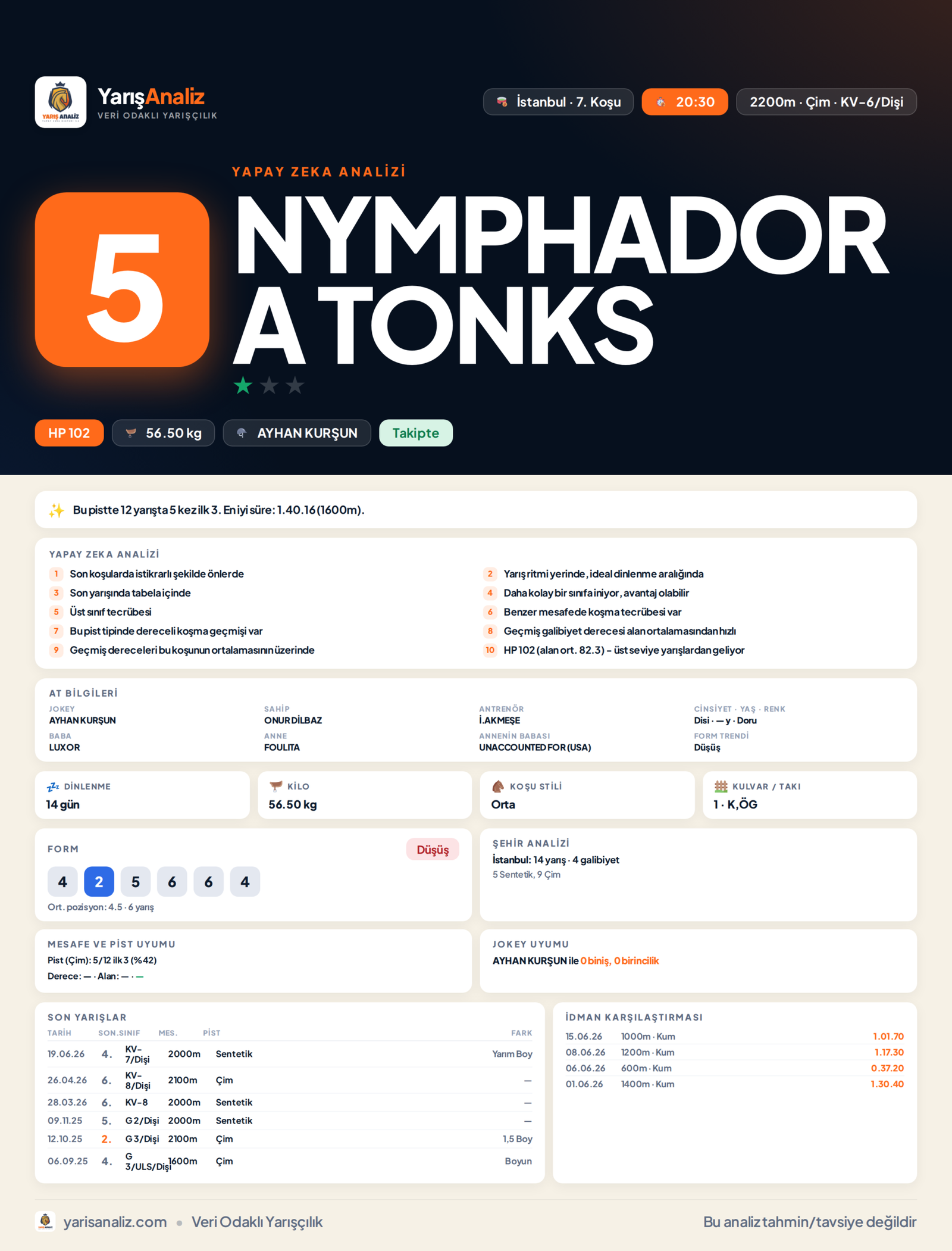 NYMPHADORA TONKS - İstanbul 7. Koşu analizi