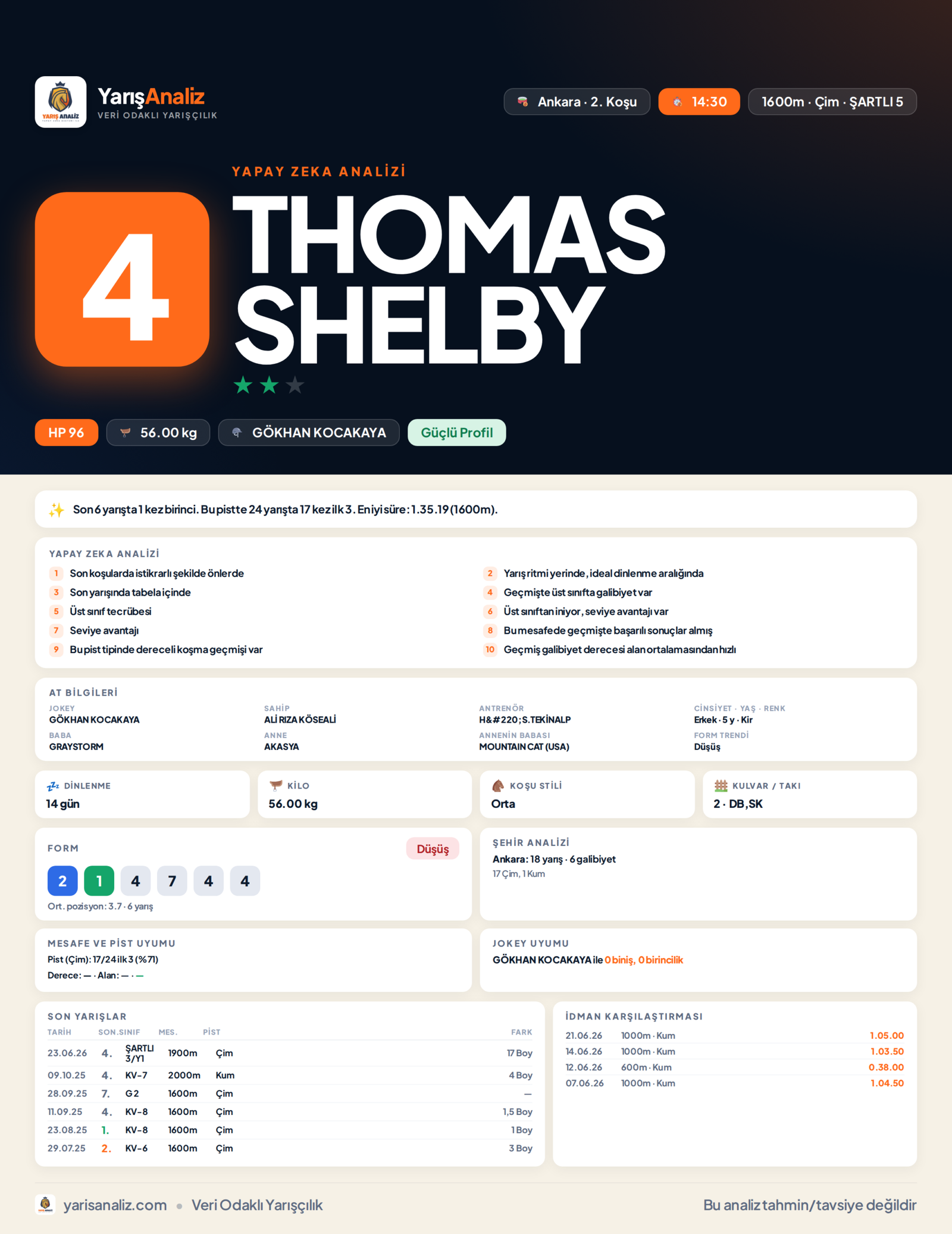 THOMAS SHELBY - Ankara 2. Koşu analizi
